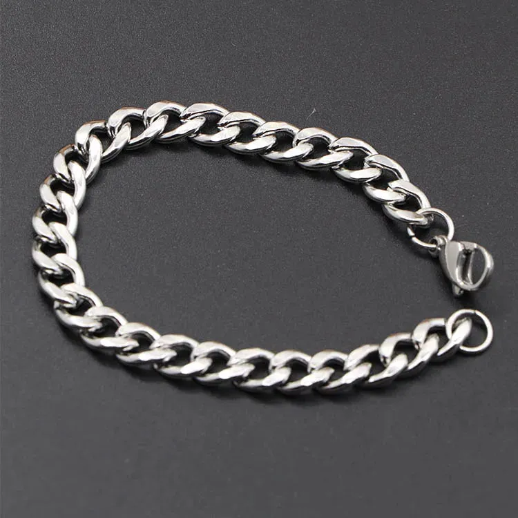 2023 New Trendy Cuban Men Bracelet Classic Stainless Steel 5mm Width Chain For Women Jewelry Gift