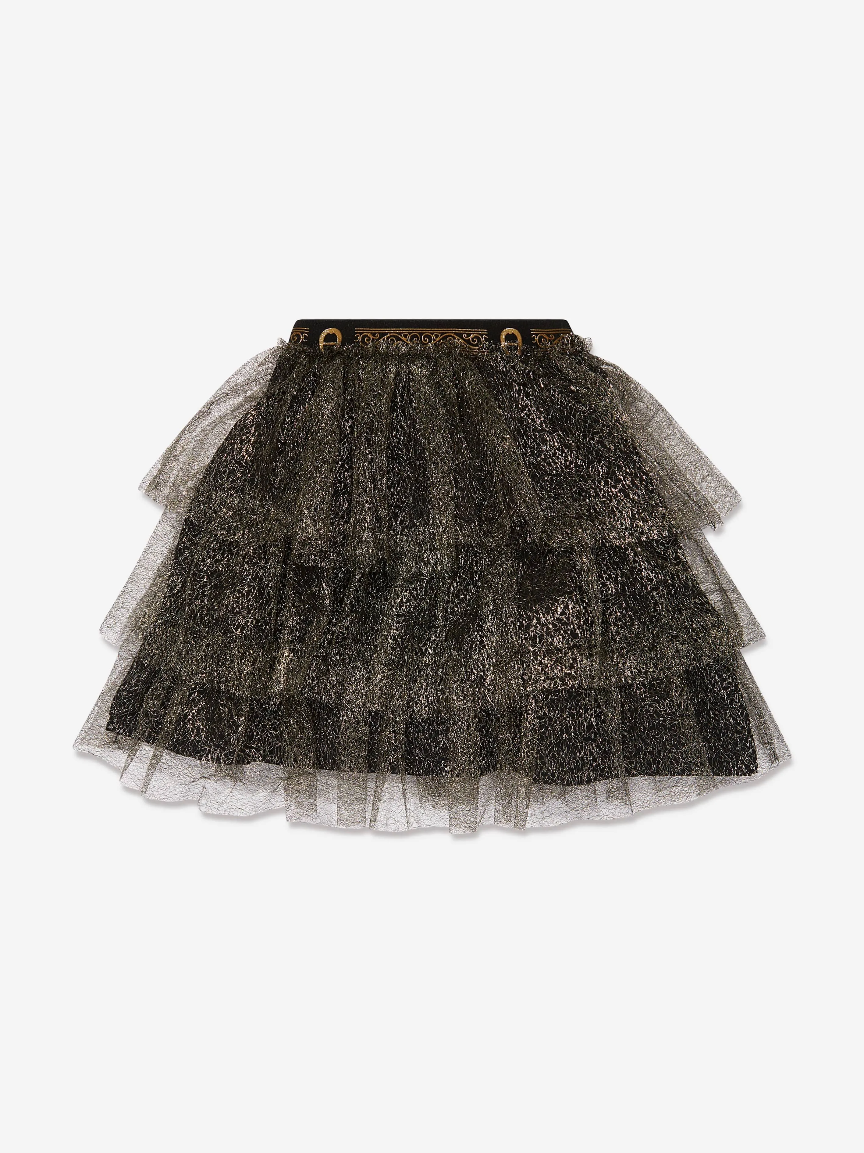 Aigner Girls Tulle Ruffle Skirt in Black