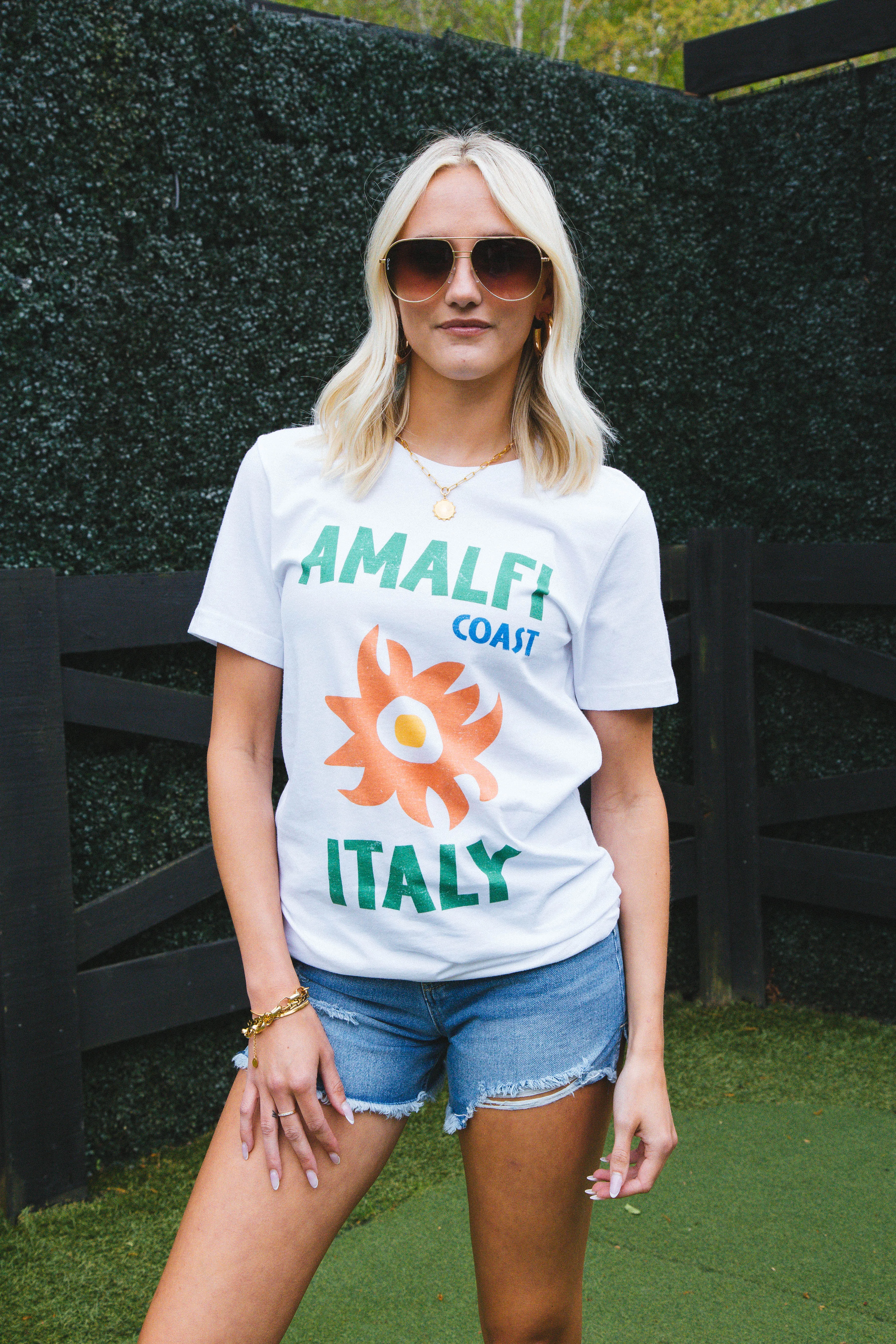 Amalfi Italy Graphic Tee, White