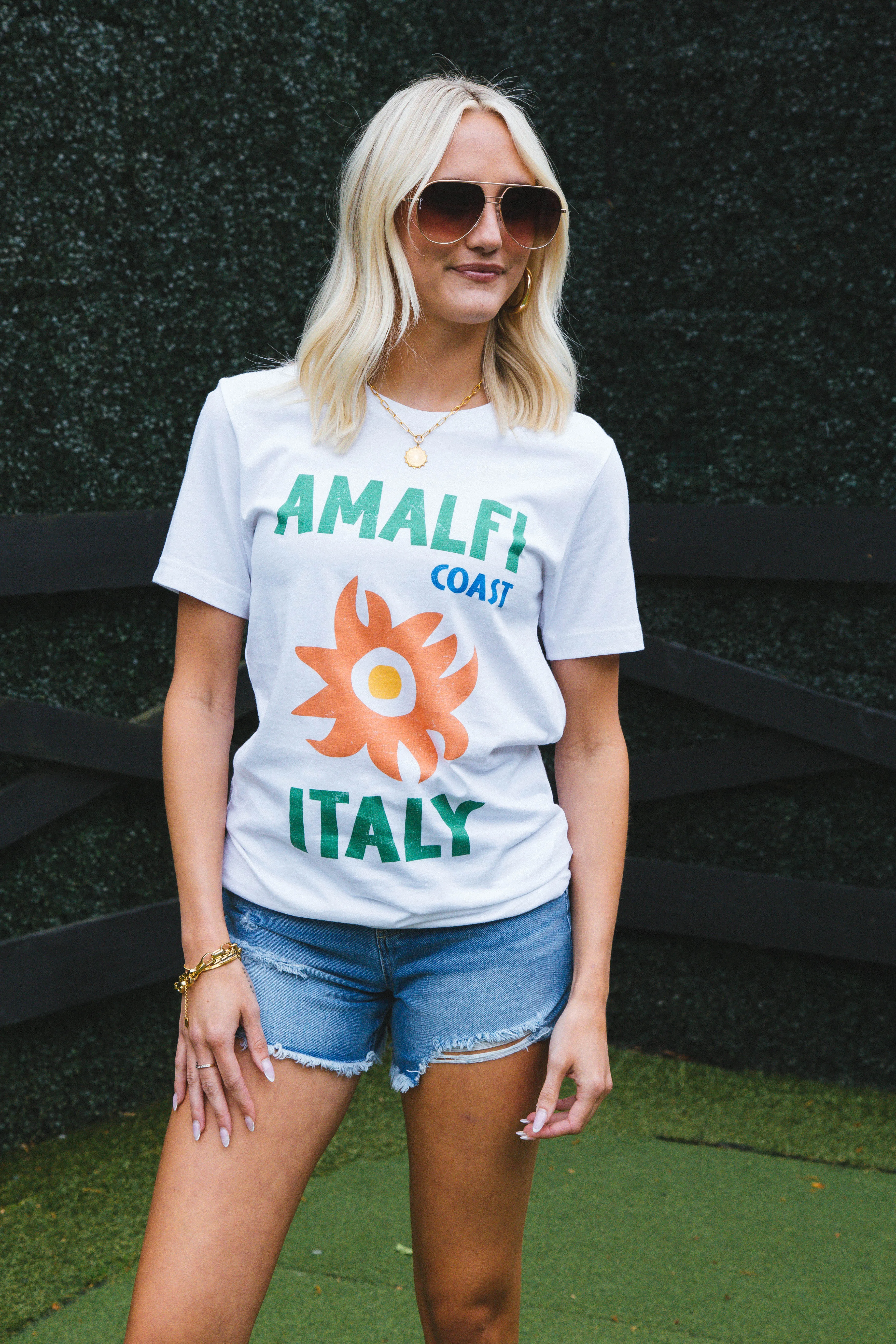 Amalfi Italy Graphic Tee, White