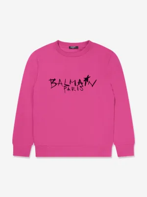 Balmain Girls Logo Print Sweatshirt