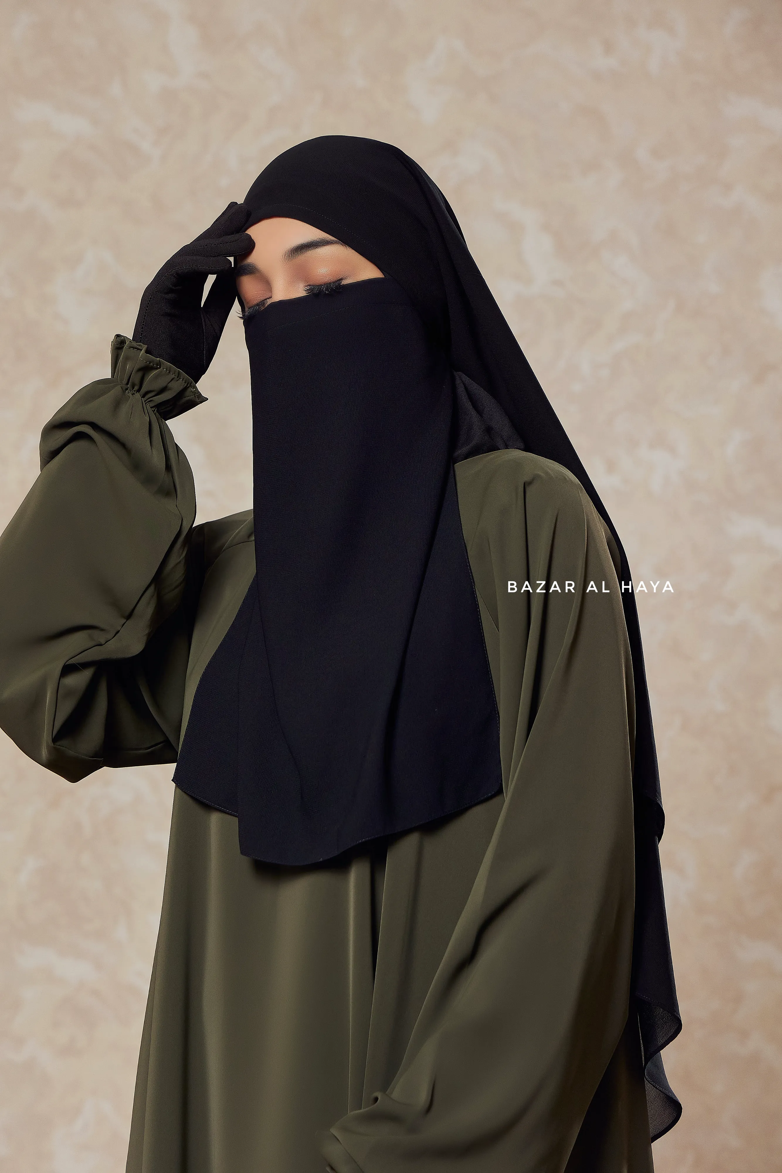 Black Single Half Niqab - Super Breathable Veil