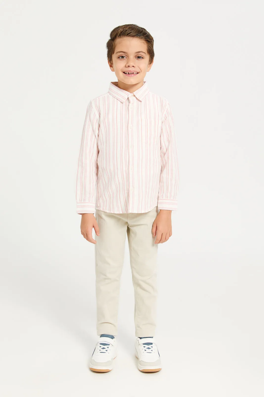 Boys Pink Striped Shirt