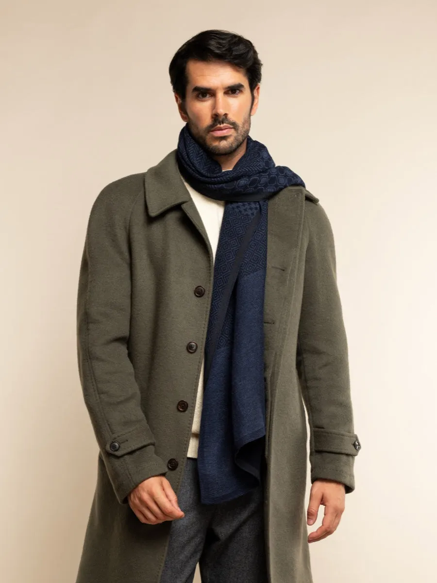 Bruno (blue) - warm and soft Italian scarf from wool blend