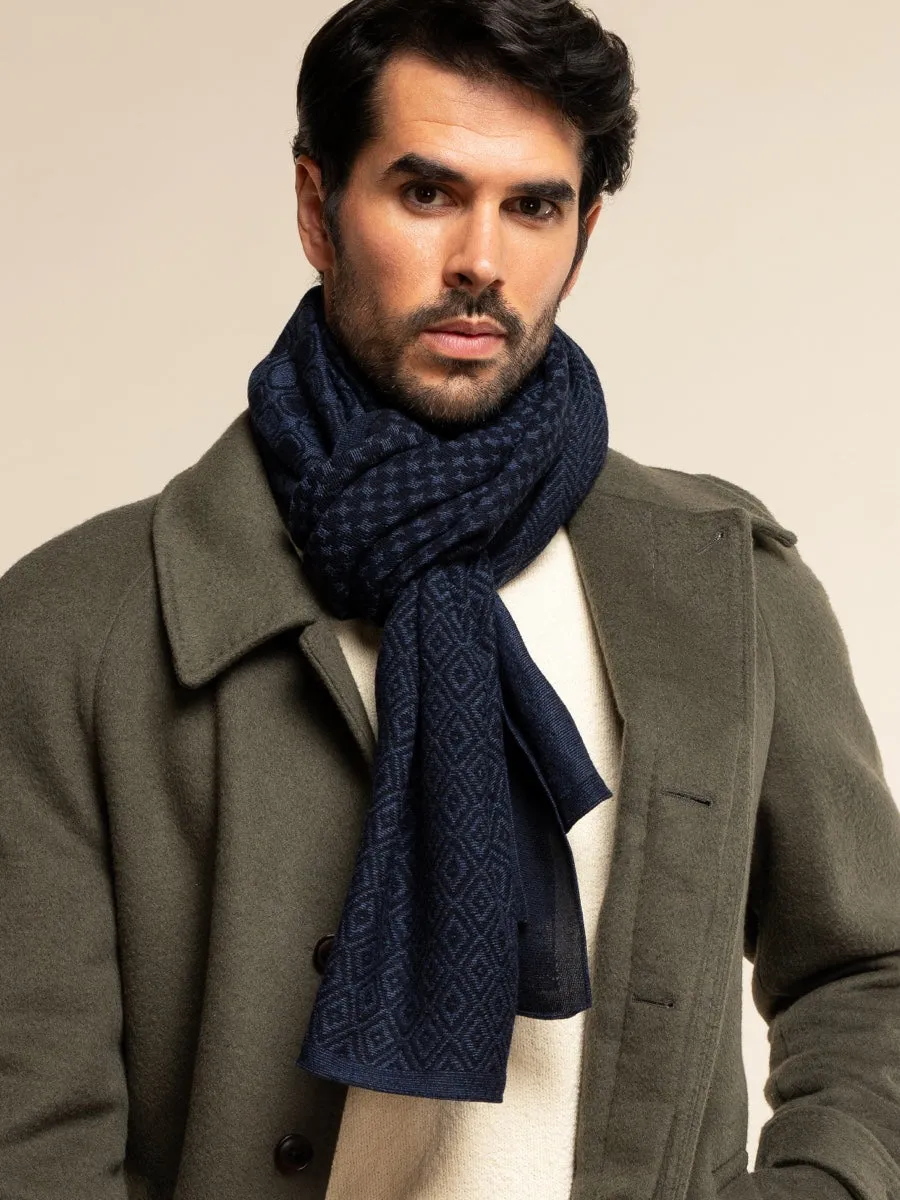 Bruno (blue) - warm and soft Italian scarf from wool blend