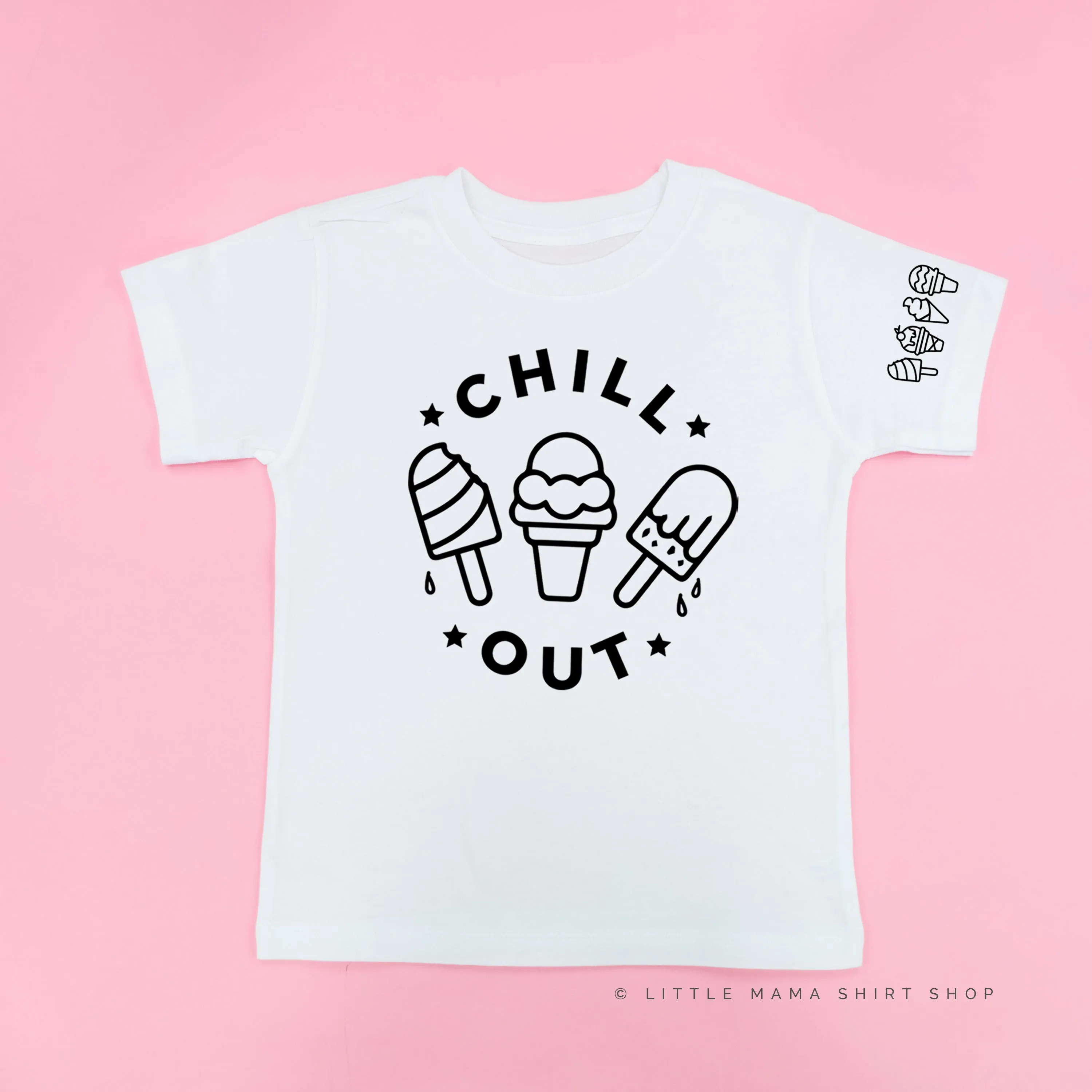 CHILL OUT  - Ice Cream Sleeve Detail - Short Sleeve Child Shirt