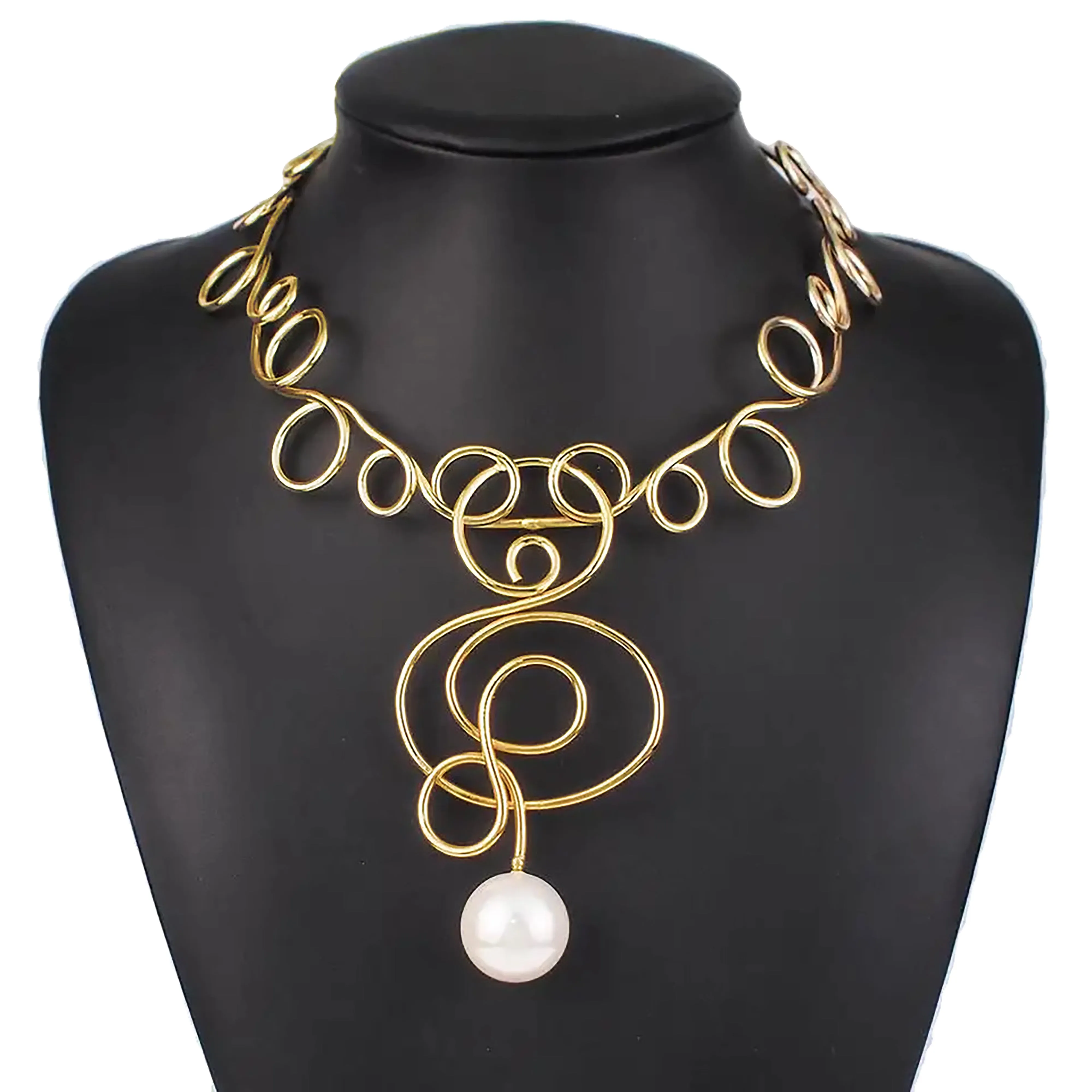 Chokore Irregular Statement Necklace with Pearl (Gold)