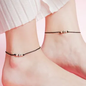 Classic Rhodium Plated 925 Sterling Silver Thread Anklet