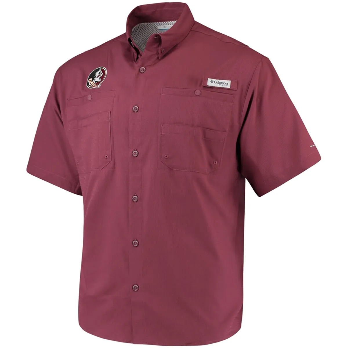 Columbia Men's Seminole Logo Tamiami Short Sleeve Shirt - Garnet