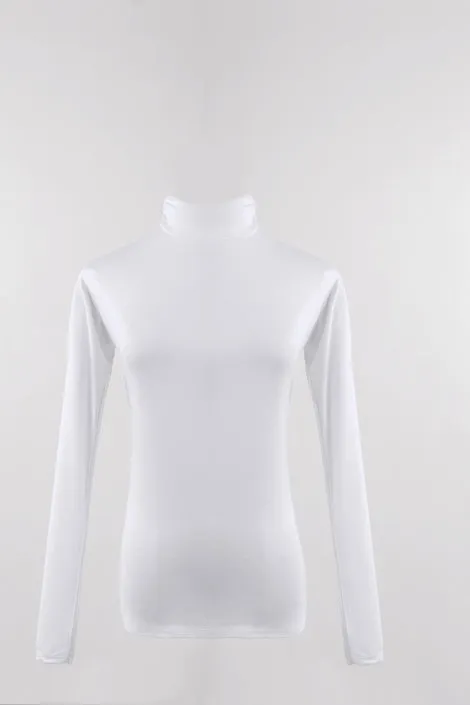 Cotton Undershirt Mock Neck- White