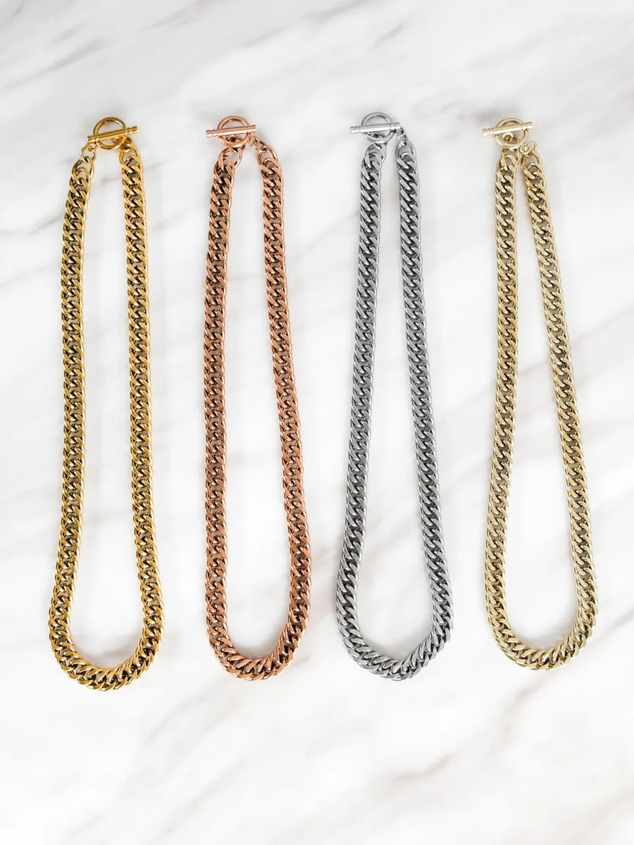 Curb Chain Necklace (Rose Gold)