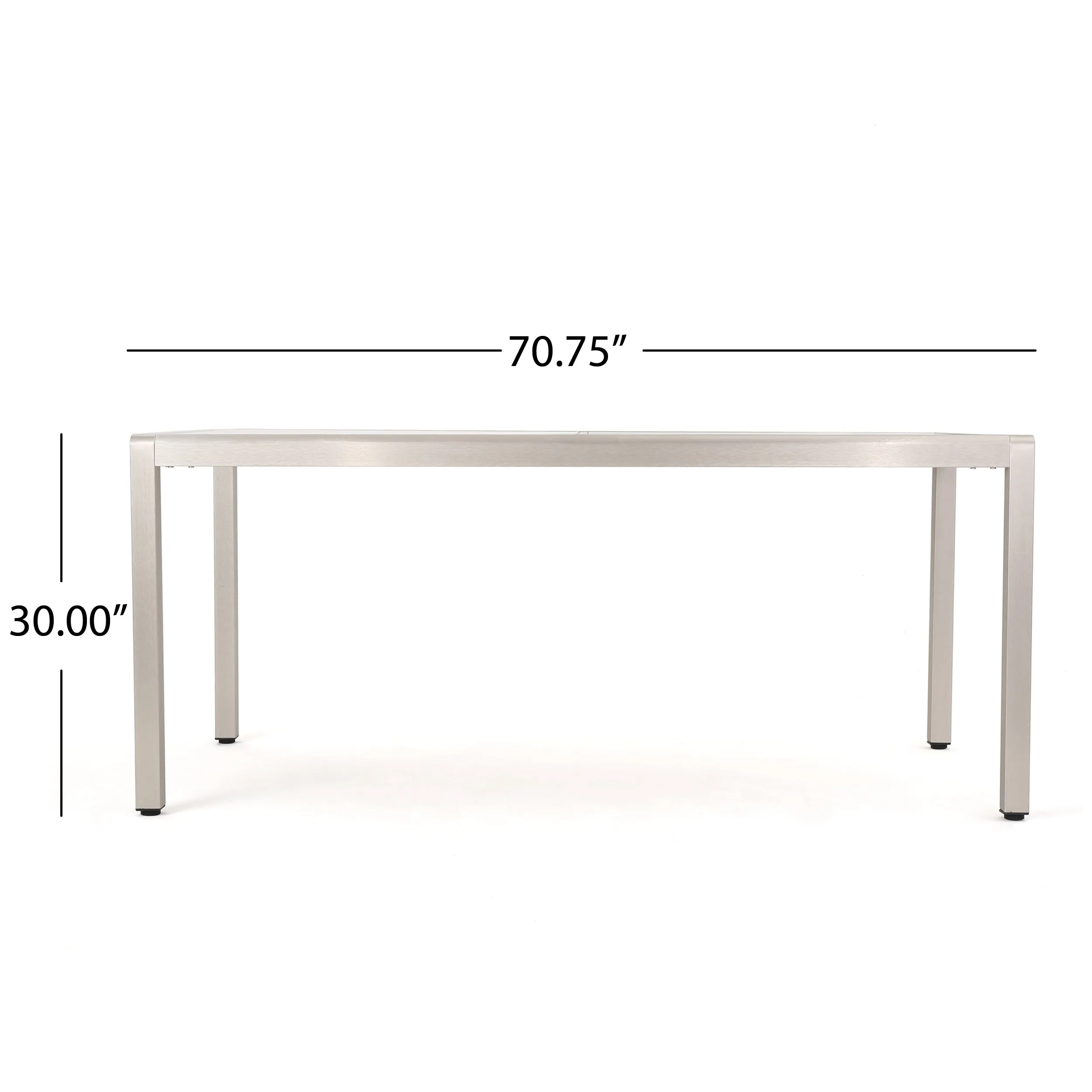 Damyrah Outdoor Modern 6 Seater Aluminum Dining Set with Tempered Glass Top