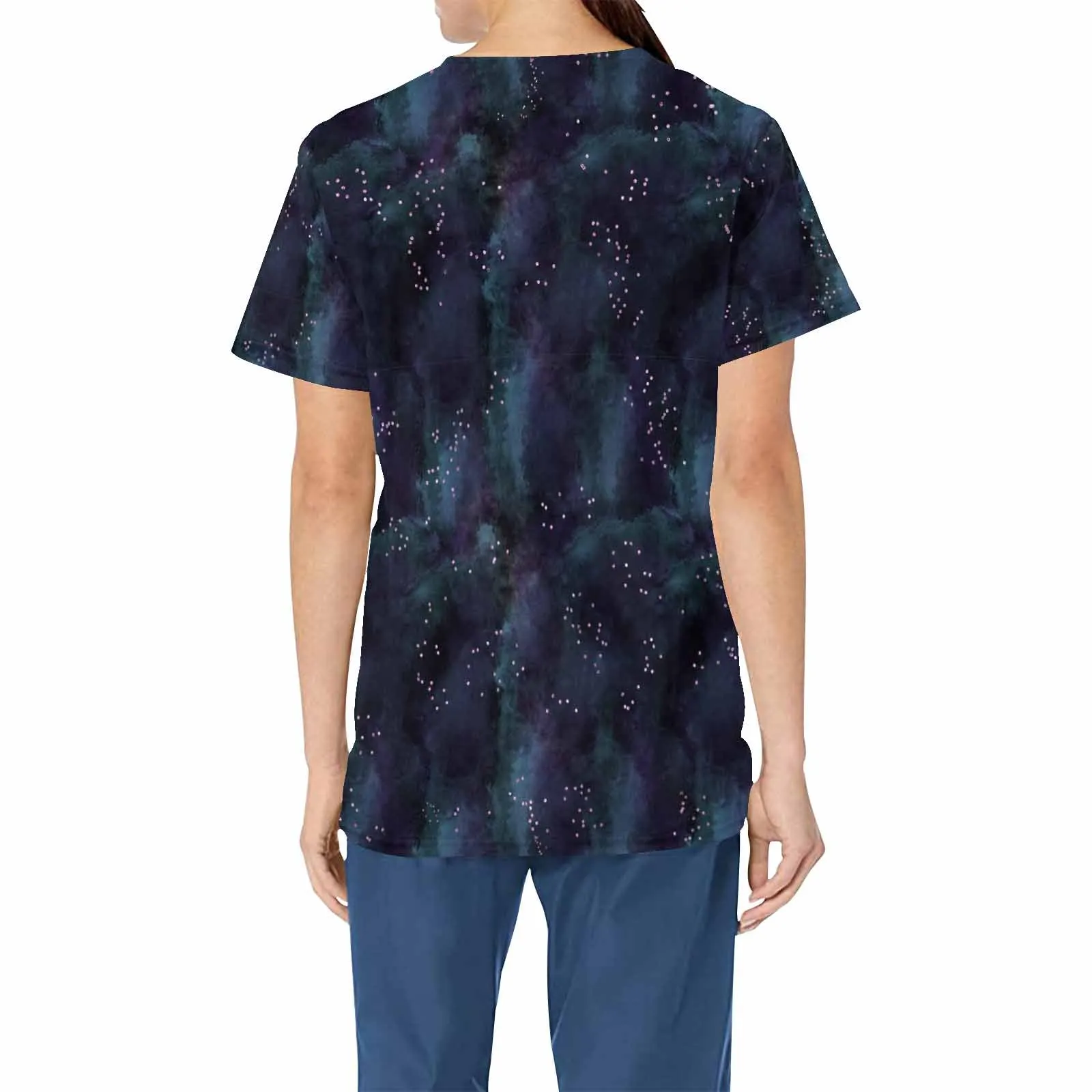 Dark Splash  Women's V Neck Scrub Top Nurse Uniform with Deep Front Pockets