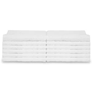 DIVINE OVERSEAS Cotton Terry - 400 GSM - 100% Ringspun 2 Ply Cotton - Box Weave - Soft & High Absorbent (Pack of 12 Face Towels, White)