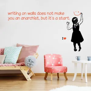 Edgy Attitude Wall Sticker, Spirit Inspired Adhesive Wall Art Decal