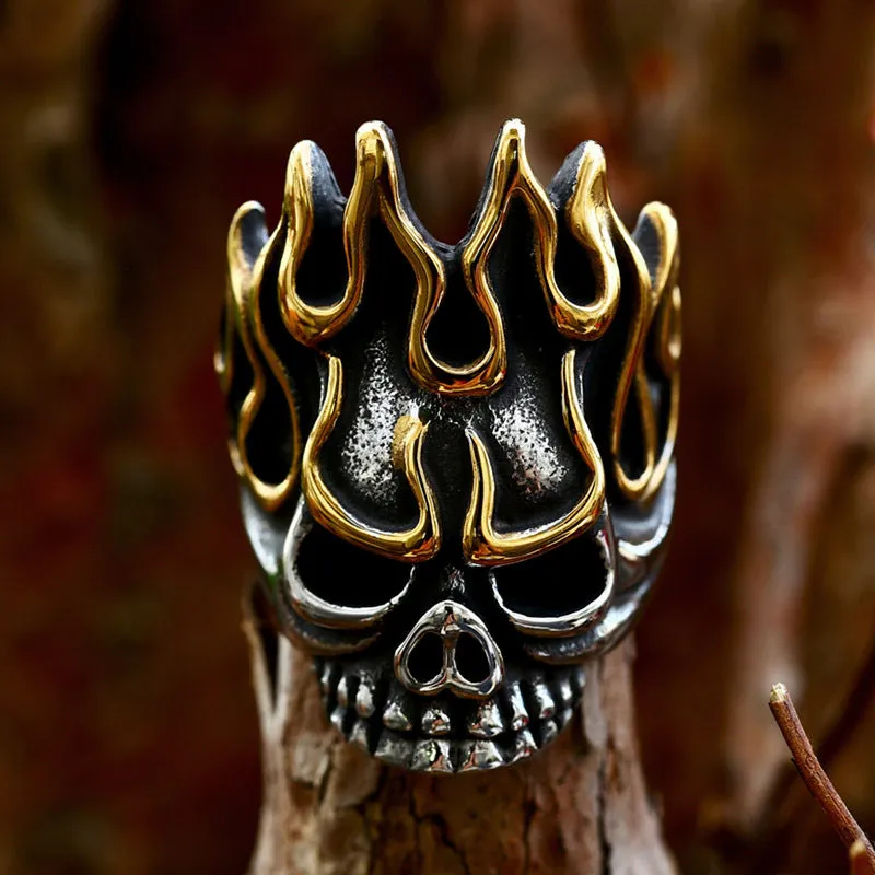 Edgy Titanium Steel Skull Ring for Men - Wholesale Punk Hip-Hop Style