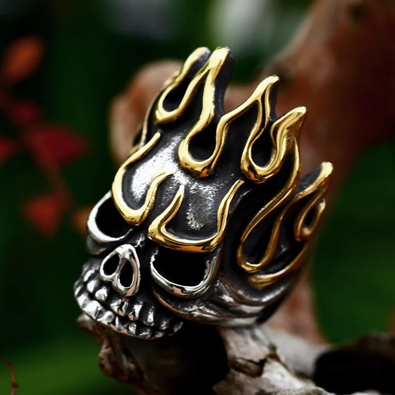 Edgy Titanium Steel Skull Ring for Men - Wholesale Punk Hip-Hop Style