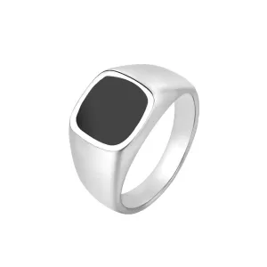 European and American Fashion Simple Black Drip Oil Cube Men's Titanium Steel Cold Wind Ring