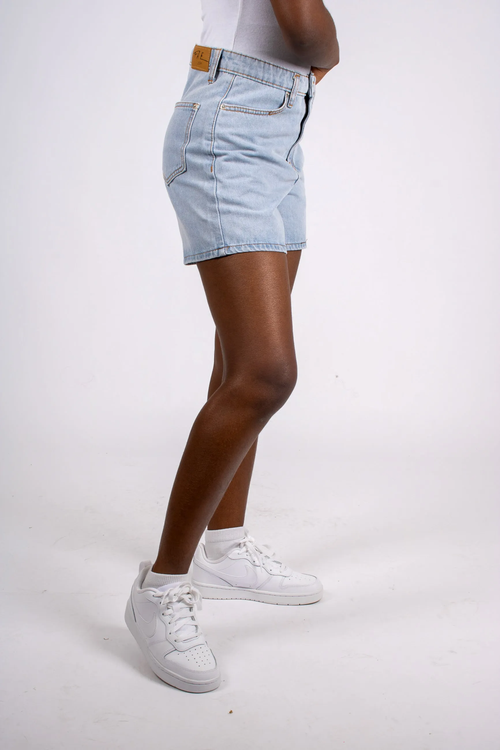 FAE Light Stonewash High Waisted Mom Shorts