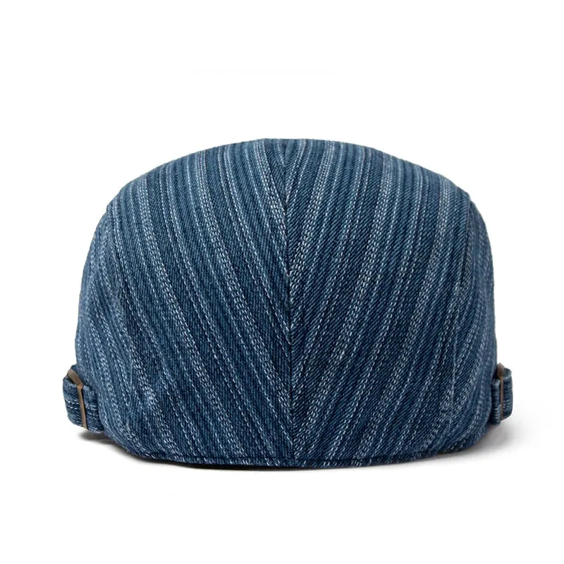 Fashion Stripes Denim Flat Cap