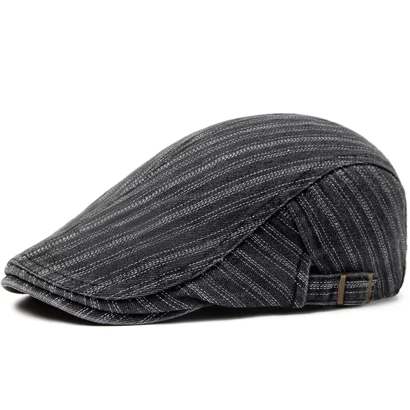 Fashion Stripes Denim Flat Cap