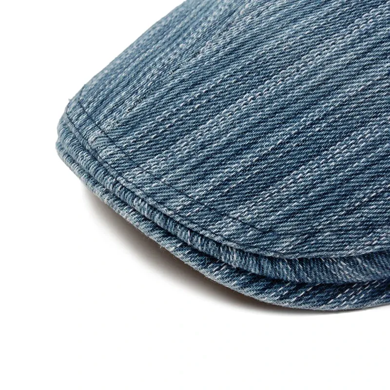 Fashion Stripes Denim Flat Cap