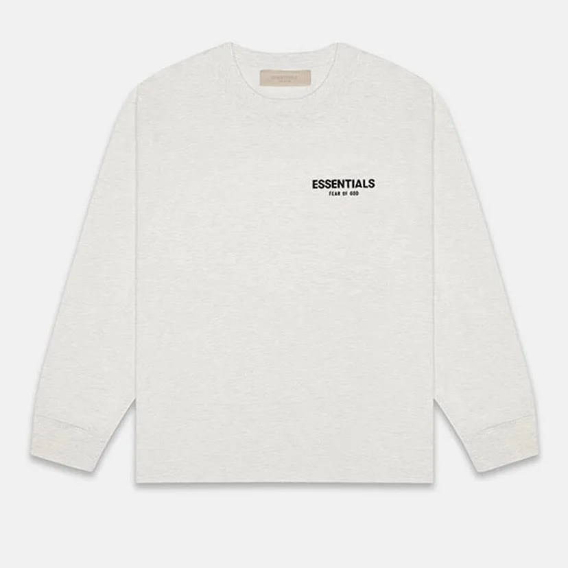 FEAR OF GOD Essentials Felt Logo Long Sleeve Tee Light Oatmeal