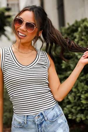 FINAL SALE - Bri Striped V-Neck Tank - DU DEAL