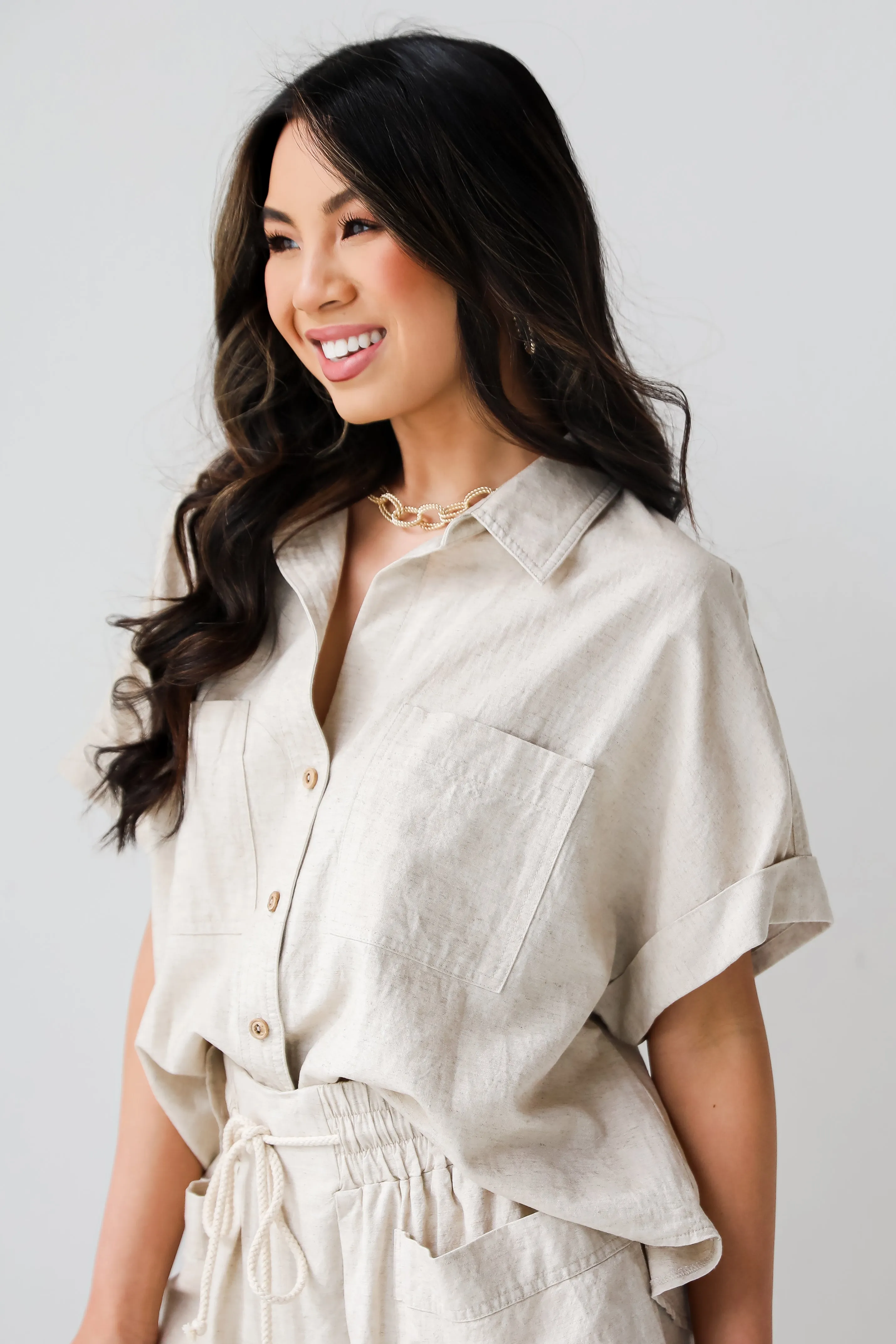 FINAL SALE - Sunny Day Bliss Linen Blouse