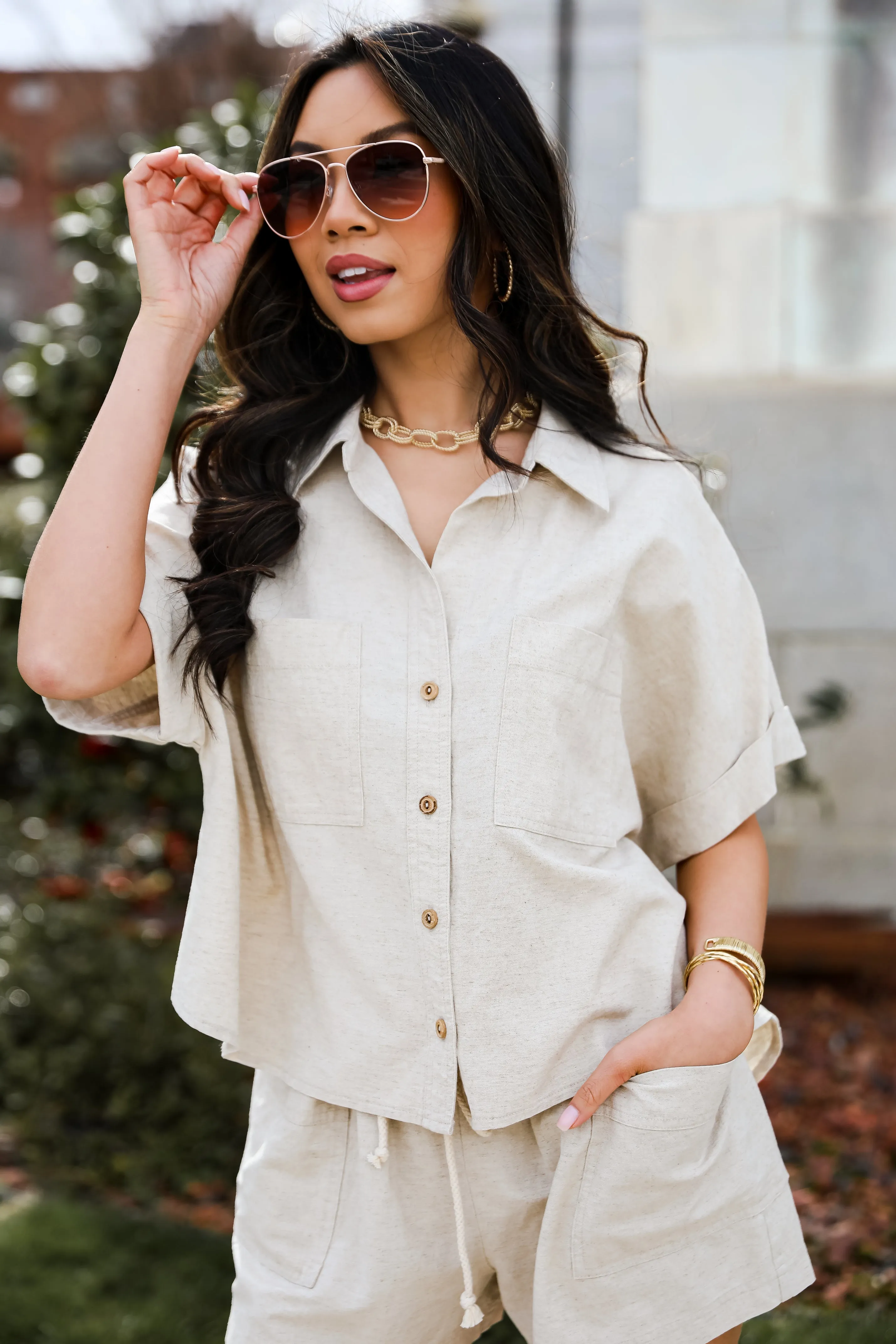 FINAL SALE - Sunny Day Bliss Linen Blouse