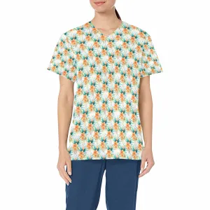 Frangipani   Women's V Neck Scrub Top Nurse Uniform with Deep Front Pockets