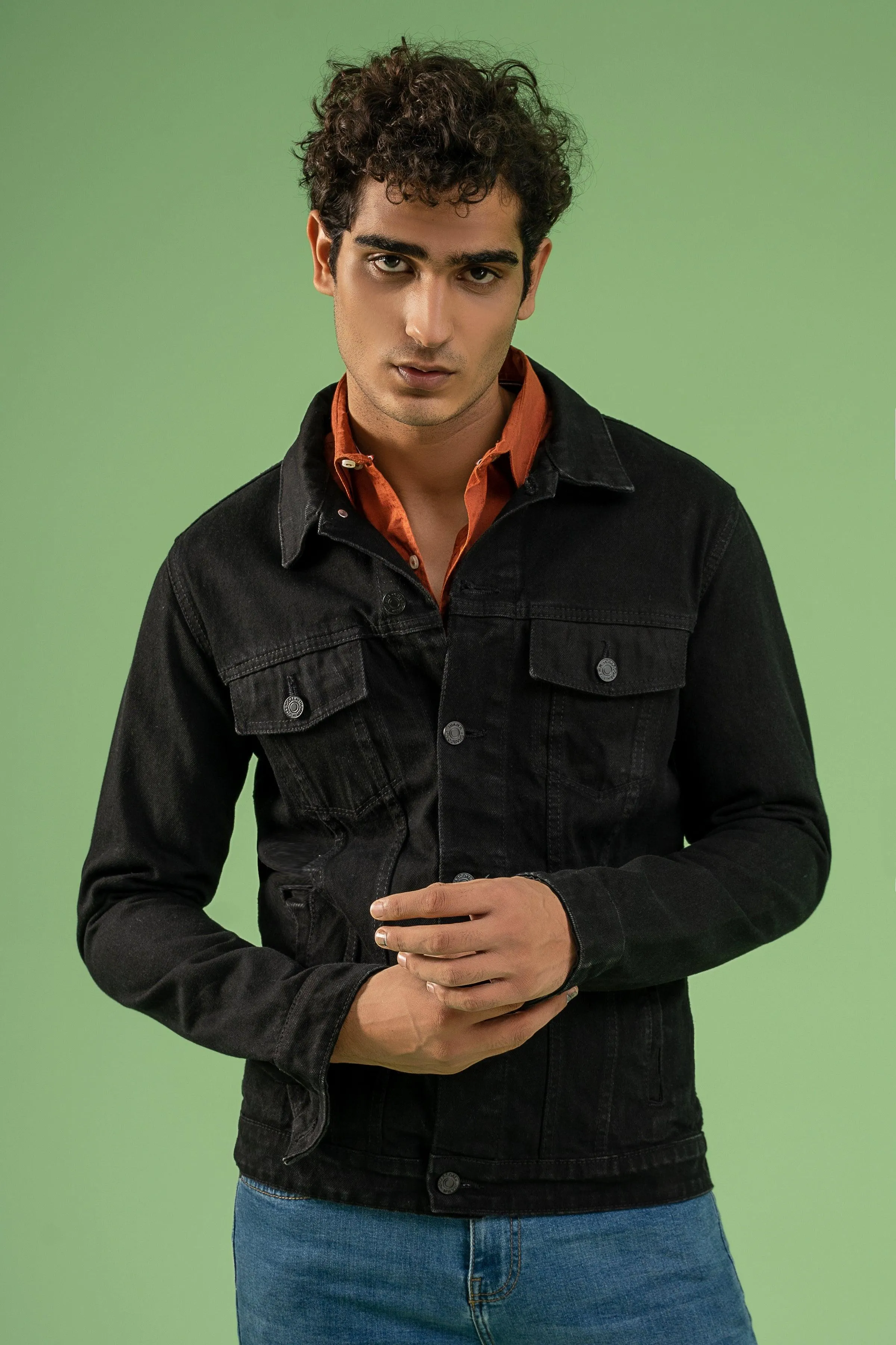 FULL SLEEVE DENIM JACKET DARK BLACK