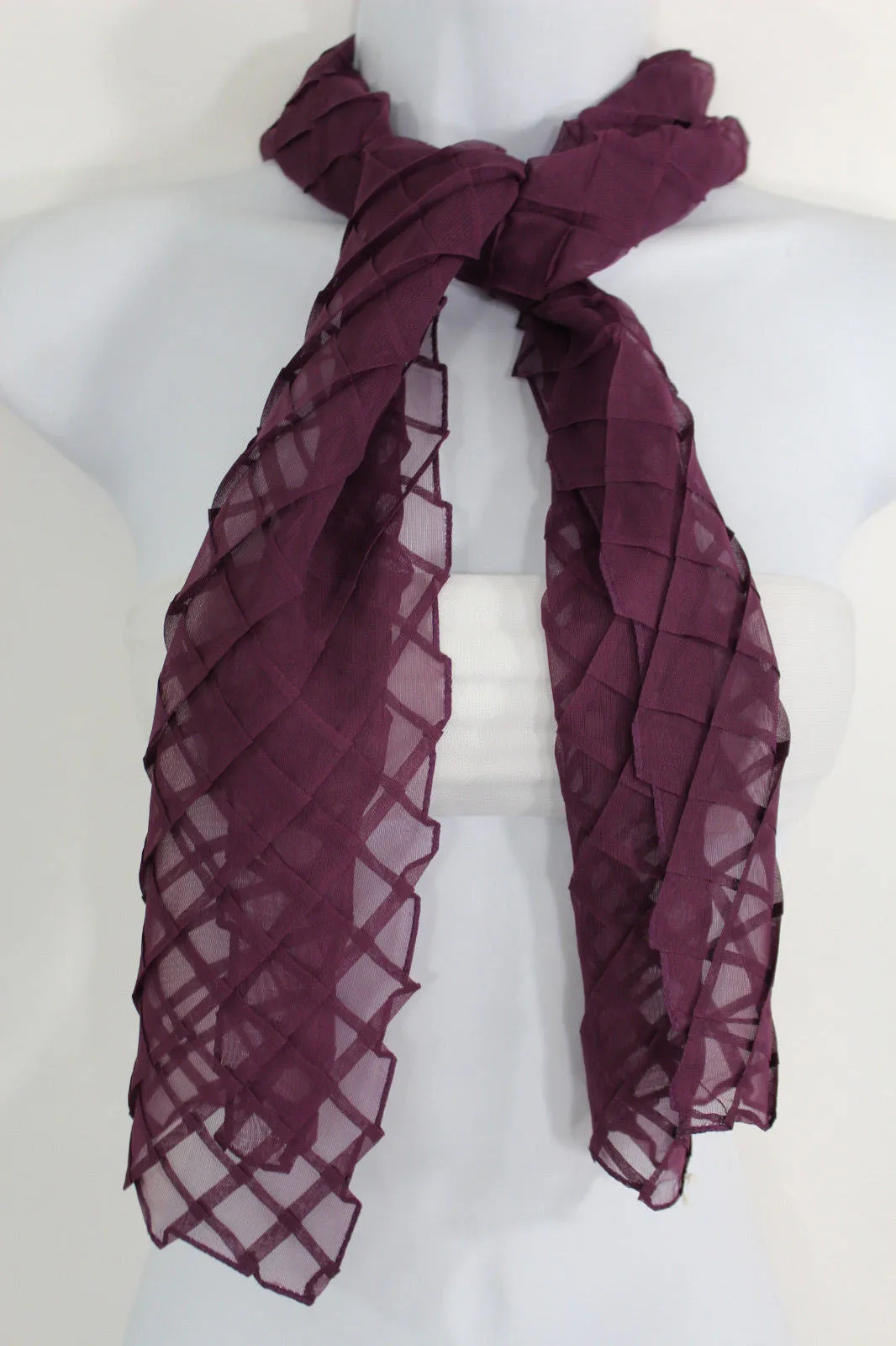 Geometric Solid Color Transparent Long Neck Scarf Wrap