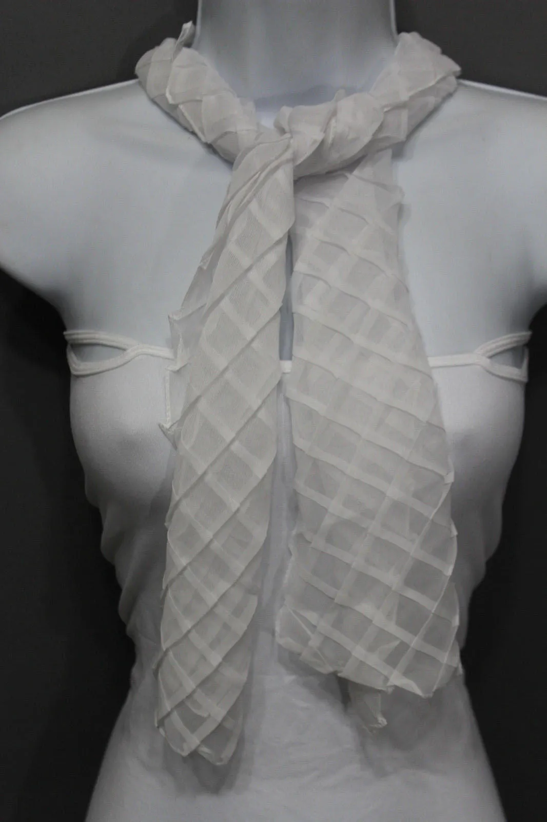 Geometric Solid Color Transparent Long Neck Scarf Wrap