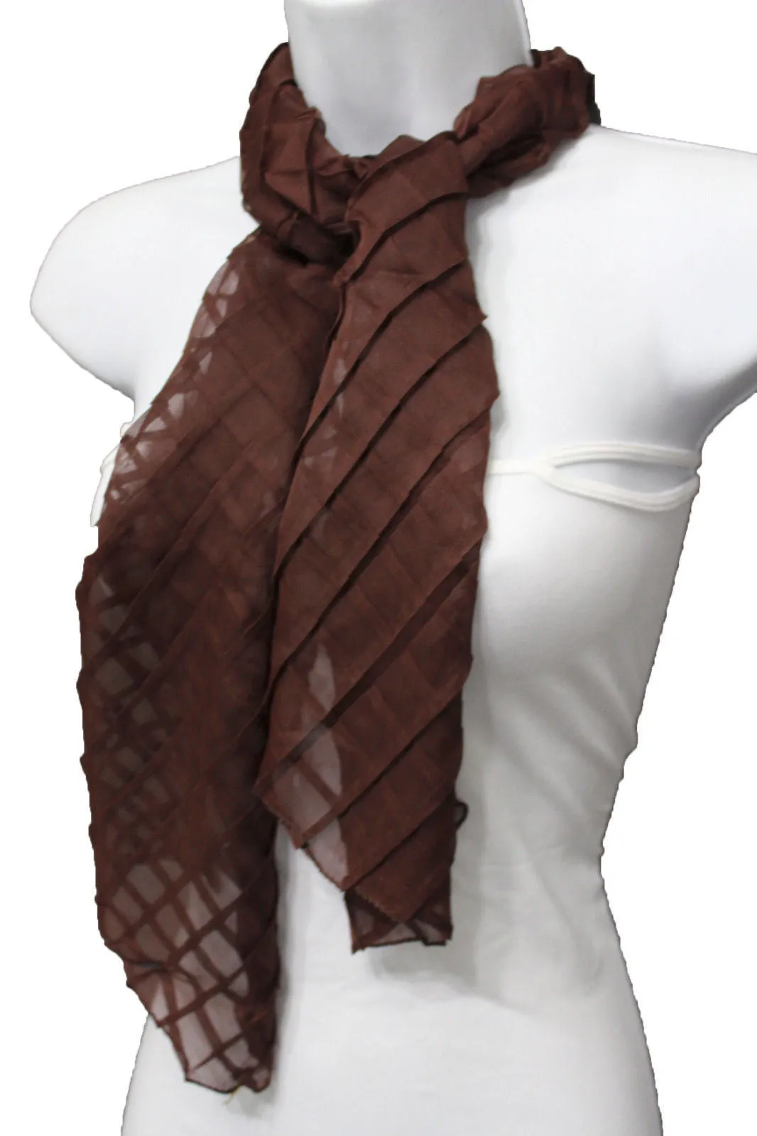 Geometric Solid Color Transparent Long Neck Scarf Wrap