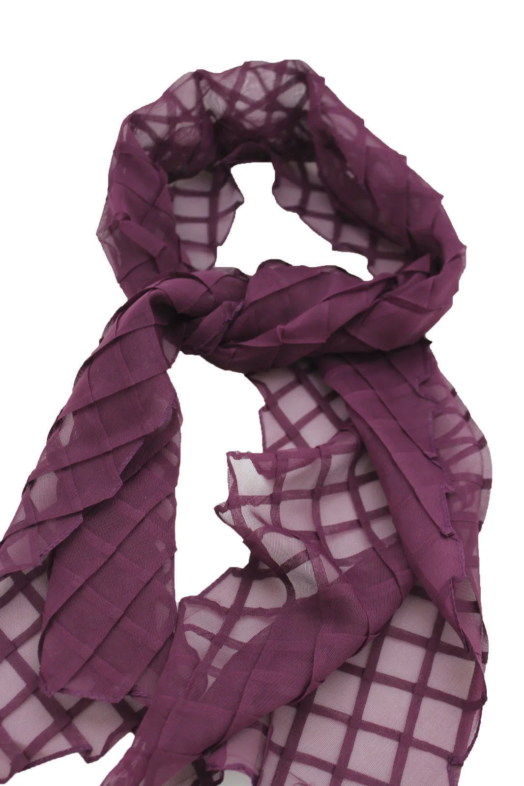 Geometric Solid Color Transparent Long Neck Scarf Wrap