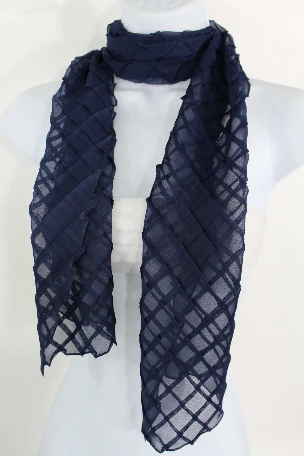 Geometric Solid Color Transparent Long Neck Scarf Wrap