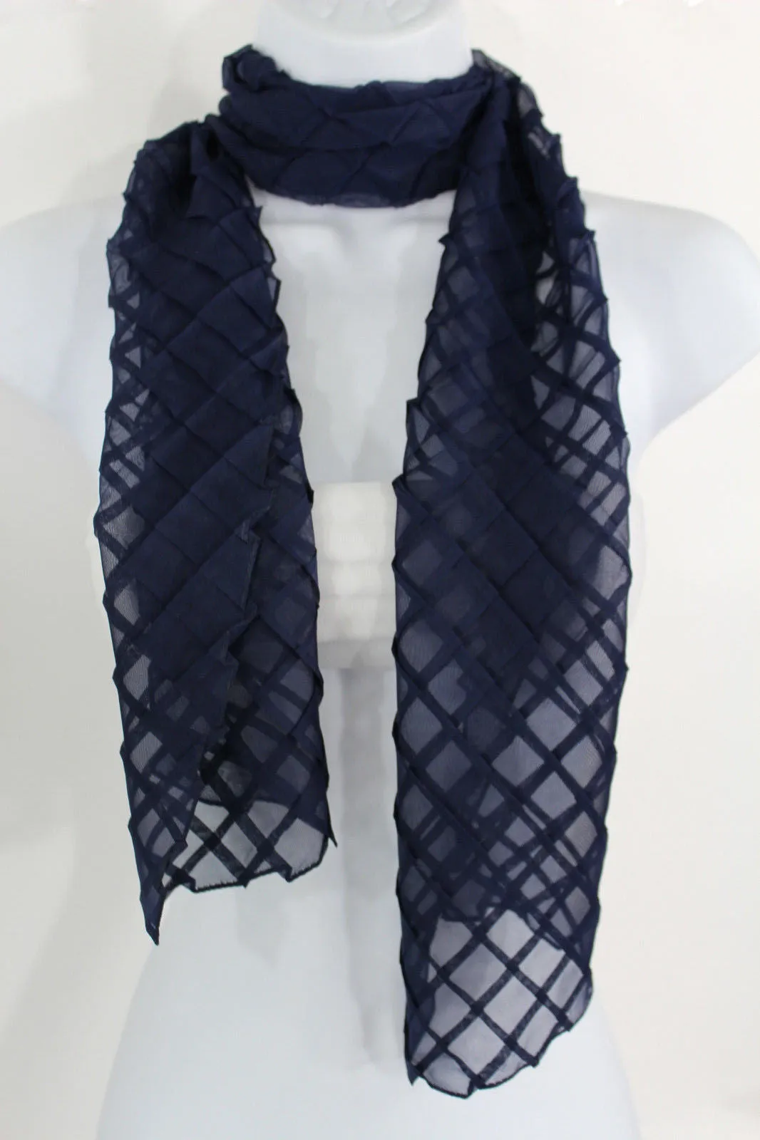 Geometric Solid Color Transparent Long Neck Scarf Wrap