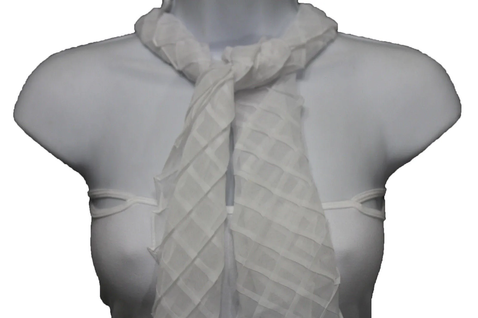 Geometric Solid Color Transparent Long Neck Scarf Wrap