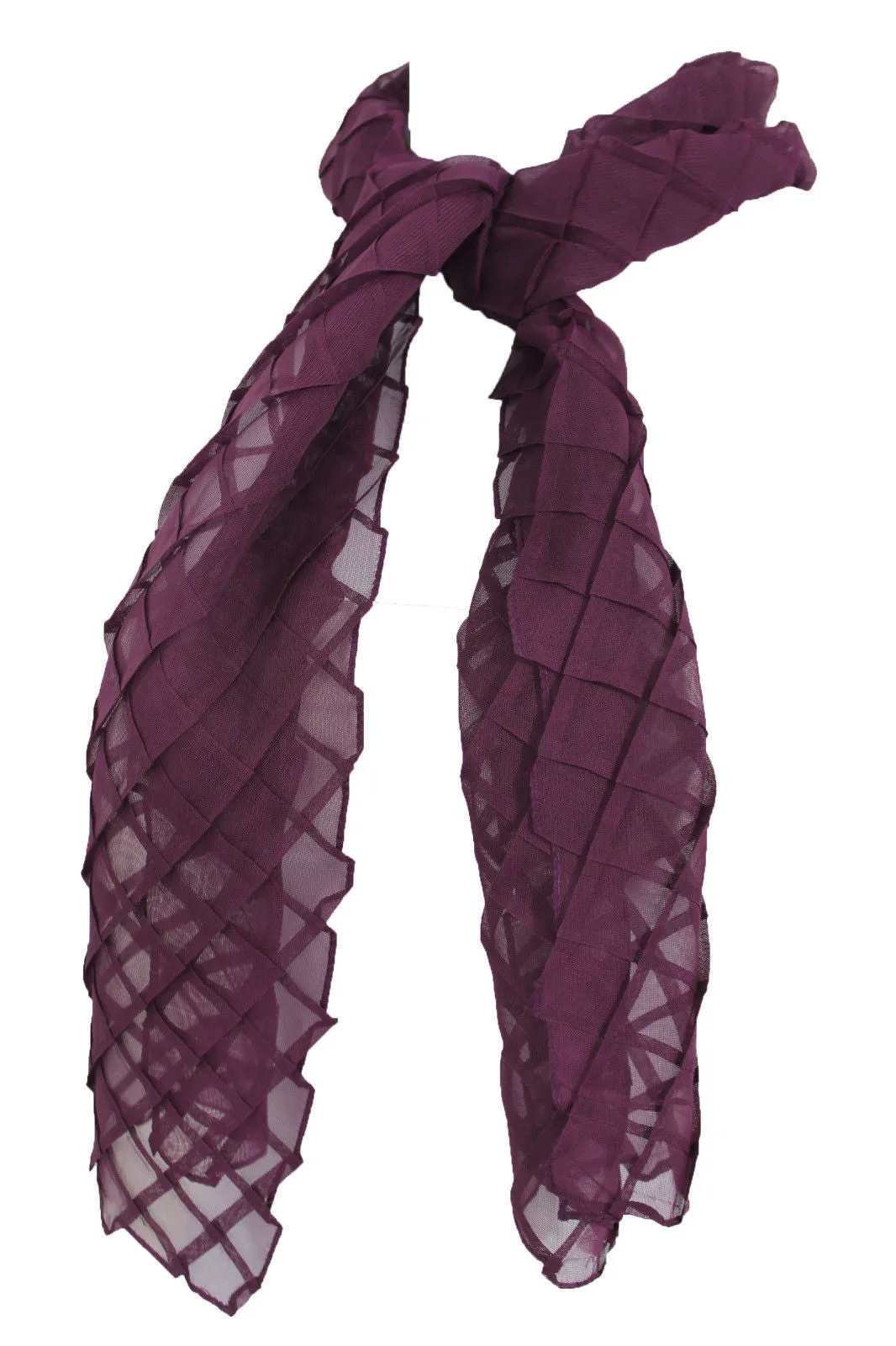 Geometric Solid Color Transparent Long Neck Scarf Wrap