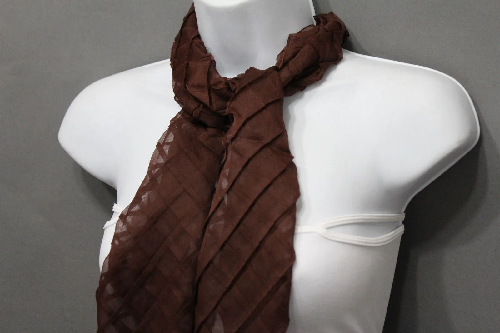 Geometric Solid Color Transparent Long Neck Scarf Wrap