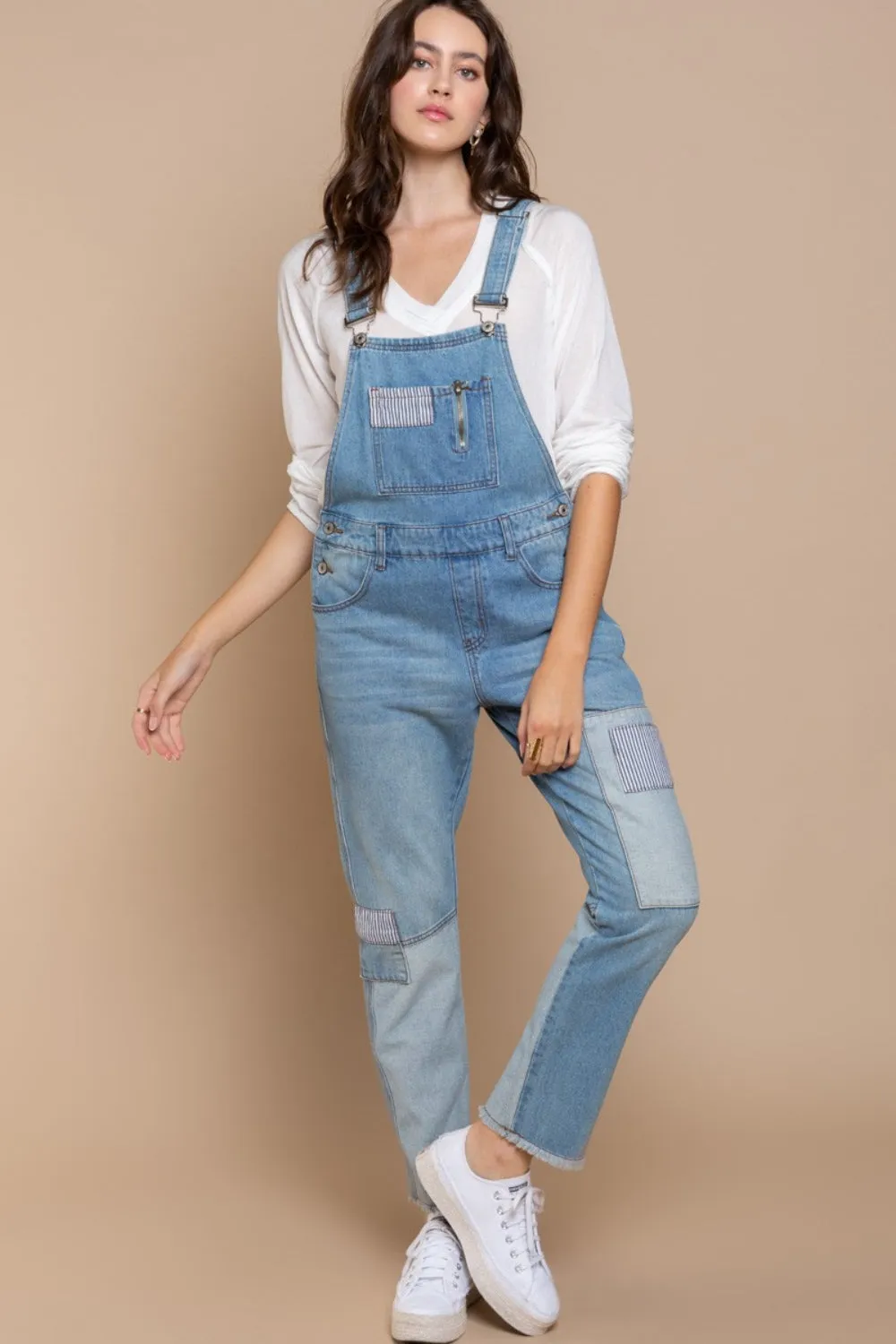 Gianna - Front Chest Zipper Slim Leg Denim Overalls - Exclusively Online