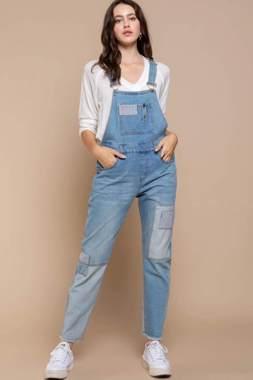 Gianna - Front Chest Zipper Slim Leg Denim Overalls - Exclusively Online