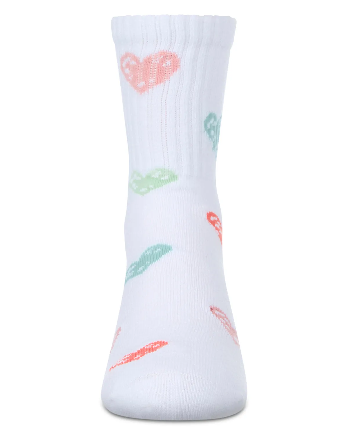 Girls Cozy Ribbed Cotton Blend "Graffiti Heart" Crew Sock