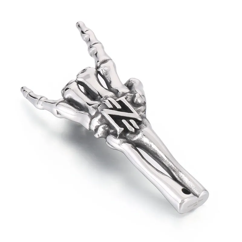 Gothic Ghost Claw Gesture Pendant - Trendy Stainless Steel Hip Hop Jewelry for Men