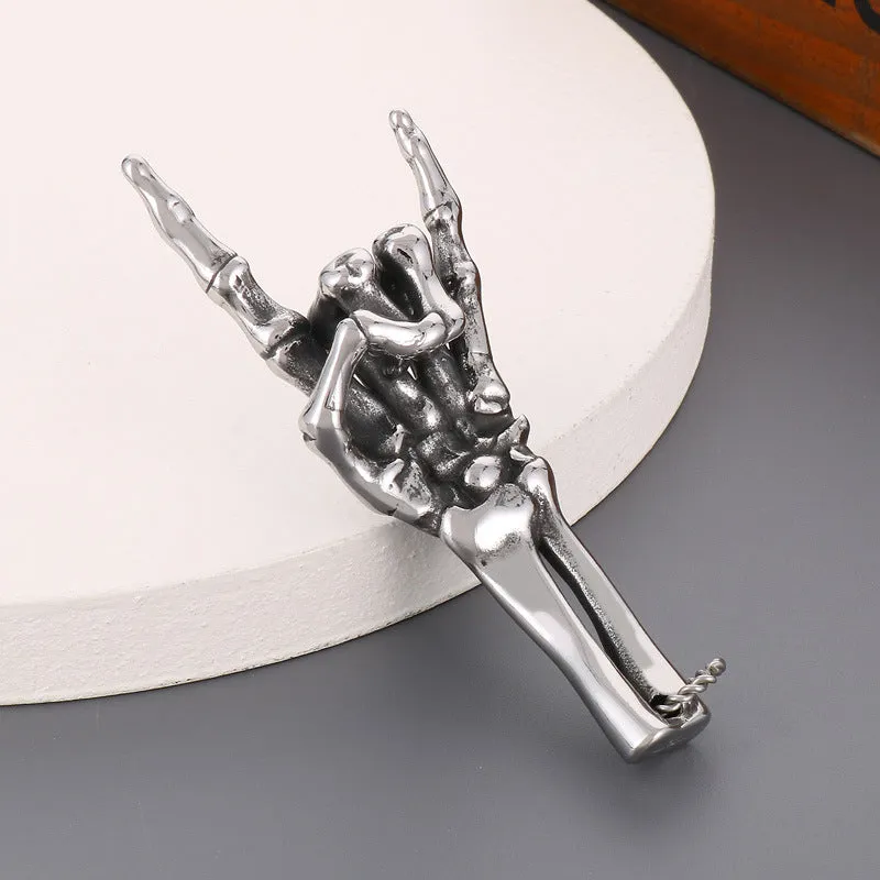 Gothic Ghost Claw Gesture Pendant - Trendy Stainless Steel Hip Hop Jewelry for Men