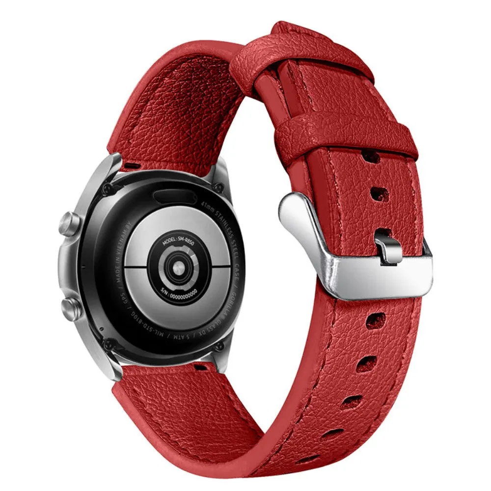 Honor MagicWatch 2 46mm textured cowhide leather watch strap - Red