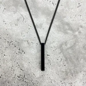 Hot Trendy Rectangle Pendant Necklace Men Black Color Classic Long Chain Necklace for Men Women Jewelry Gift collar hombre