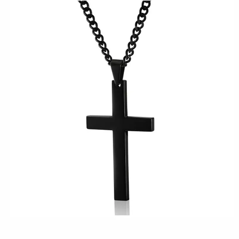 Hot Trendy Rectangle Pendant Necklace Men Black Color Classic Long Chain Necklace for Men Women Jewelry Gift collar hombre