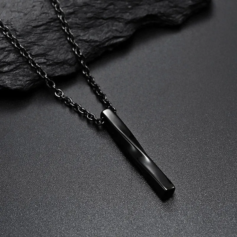 Hot Trendy Rectangle Pendant Necklace Men Black Color Classic Long Chain Necklace for Men Women Jewelry Gift collar hombre